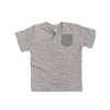 BOYS MELANGE POCKET HENLEY-GREY|COPPER DENIM
