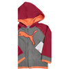 KIDS APPLIQUES HOOD-RED/CHARCOAL | PM
