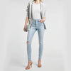 LADIES B-GRADE RIPPED RAW HEM SKINNY JEANS | E.X.P