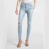 LADIES B-GRADE RIPPED RAW HEM SKINNY JEANS | E.X.P
