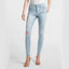 LADIES B-GRADE RIPPED RAW HEM SKINNY JEANS | E.X.P