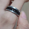 Punk Rock Spinner Titanium Ring Stainless Steel Gold Rotatable Black Chain Rings For Men Women