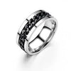 Punk Rock Spinner Titanium Ring Stainless Steel Gold Rotatable Black Chain Rings For Men Women