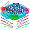 Fishing Game Play Set - 45 Magnetic Fish, 8 Poles, Rotating Board