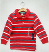 BOYS RED STRIP FULL SLEEVE POLO BY ON(18M-5YRS)