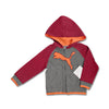 KIDS APPLIQUES HOOD-RED/CHARCOAL | PM