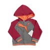 KIDS APPLIQUES HOOD-RED/CHARCOAL | PM